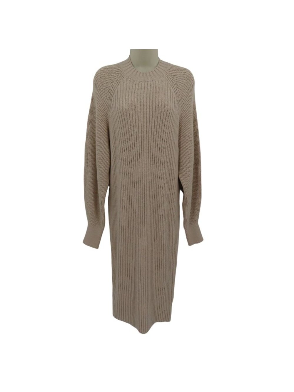 Express Womens Extra Small XS Beige Crewneck Long Sleeve Knit Sweater Dress